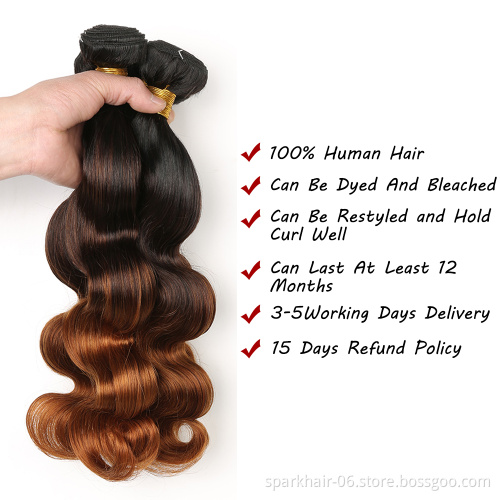 SPARK Body Wave Brazilian Human Hair Bundles With Lace Closure Body Wave ombre color cheap bundles virgin human hair hair